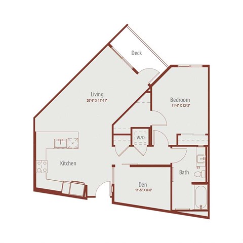 a floor plan of a 1 bedroom apartment